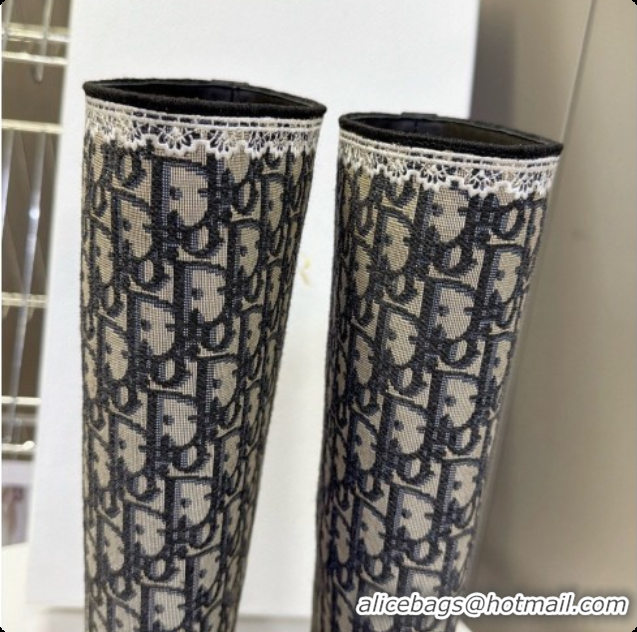 Good Quality Dior Dentelle Boot in Black Calfskin & Dior Oblique Jacquard and White Lace 6091142 2026