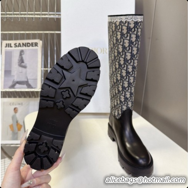 Good Quality Dior Dentelle Boot in Black Calfskin & Dior Oblique Jacquard and White Lace 6091142 2026