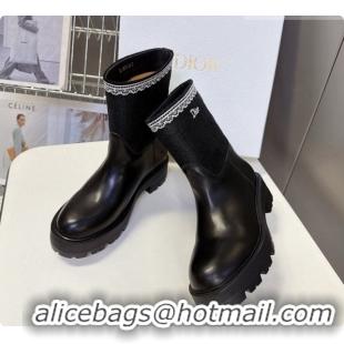 Good Product Dior Dentelle Ankle Boot in Black Calfskin & Oblique Embroidered Cotton and White Lace 6091143 2026