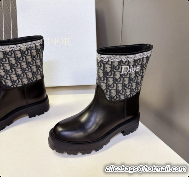 Best Luxury Dior Dentelle Ankle Boot in Black Calfskin & Dior Oblique Jacquard and White Lace 6091144 2026