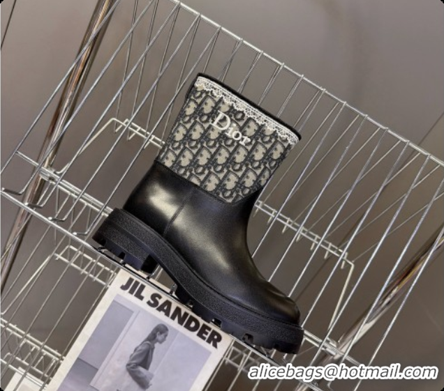 Best Luxury Dior Dentelle Ankle Boot in Black Calfskin & Dior Oblique Jacquard and White Lace 6091144 2026
