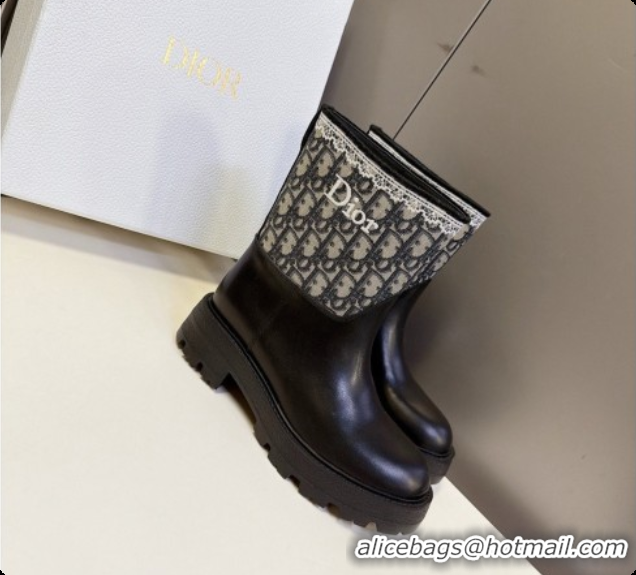 Best Luxury Dior Dentelle Ankle Boot in Black Calfskin & Dior Oblique Jacquard and White Lace 6091144 2026
