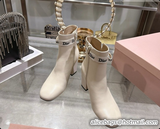 Big Discount Dior J'Adior Heeled Ankle Boot in Black Leather D091150 White 2026