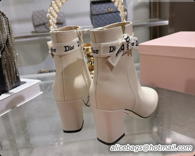 Big Discount Dior J'Adior Heeled Ankle Boot in Black Leather D091150 White 2026