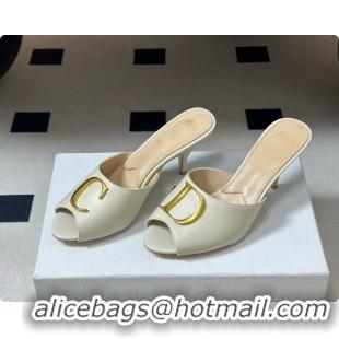 Low Cost Dior Initials Heeled Slide in Black Leather 7.5cm Heel D091153 White 2026