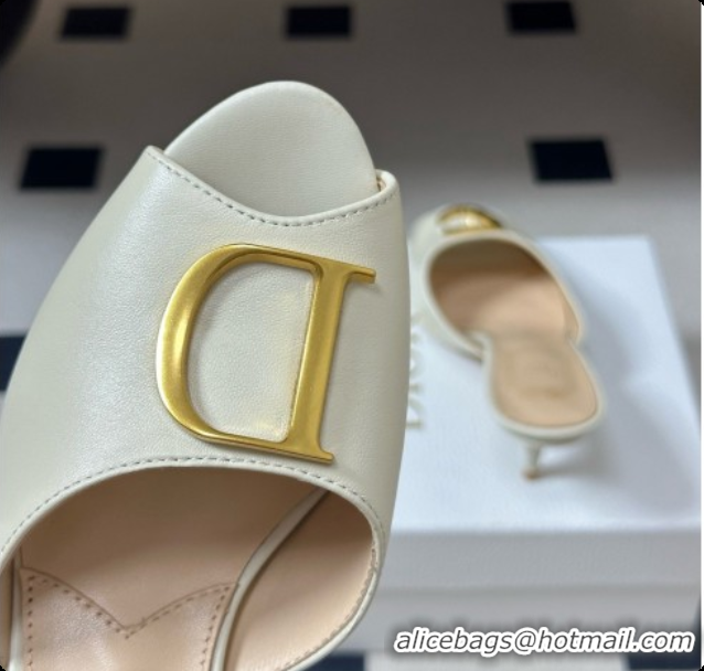 Low Cost Dior Initials Heeled Slide in Black Leather 7.5cm Heel D091153 White 2026