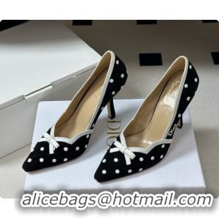Low Price Dior Romance Pump in Black Cotton Embroidered with White PolkaDior Motif 6091155 2026