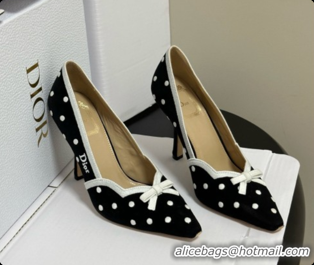 Low Price Dior Romance Pump in Black Cotton Embroidered with White PolkaDior Motif 6091155 2026