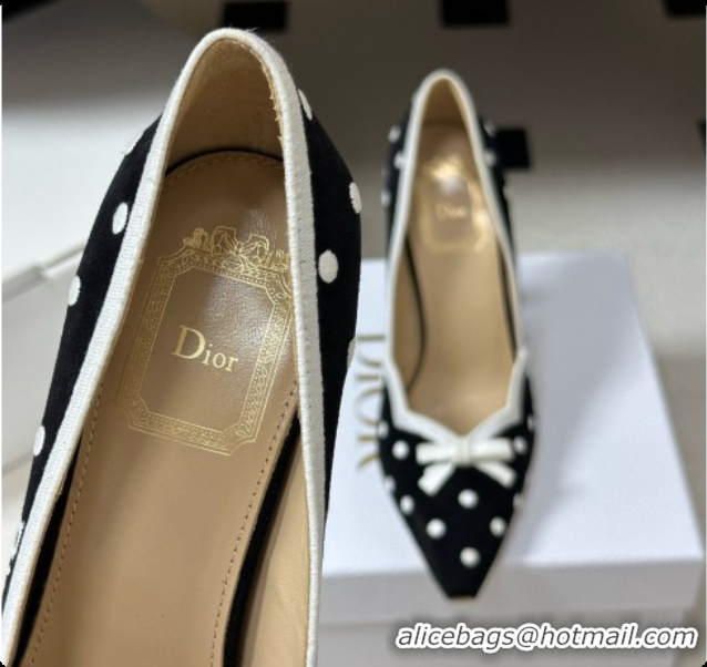 Low Price Dior Romance Pump in Black Cotton Embroidered with White PolkaDior Motif 6091155 2026
