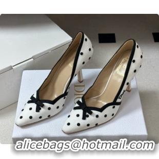 Luxury Hot Dior Romance Pump in White Cotton Embroidered with Black PolkaDior Motif 6091156 2026