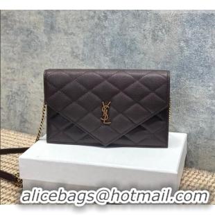 Top Design Saint Laurent PARIS Chain Wallet in Grain De Poudre Leather 871149 Dark Brown 2026