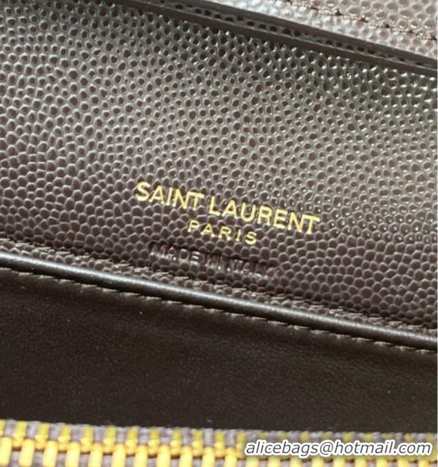Top Design Saint Laurent PARIS Chain Wallet in Grain De Poudre Leather 871149 Dark Brown 2026