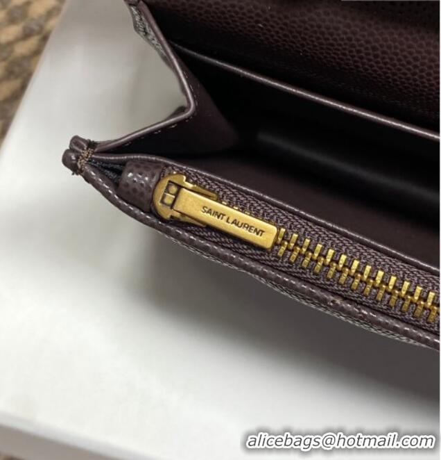 Top Design Saint Laurent PARIS Chain Wallet in Grain De Poudre Leather 871149 Dark Brown 2026