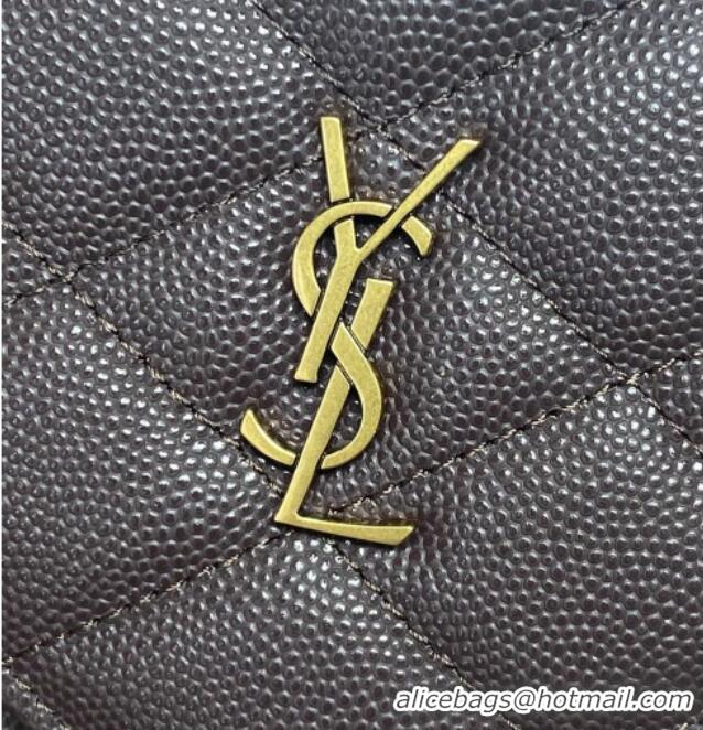 Top Design Saint Laurent PARIS Chain Wallet in Grain De Poudre Leather 871149 Dark Brown 2026