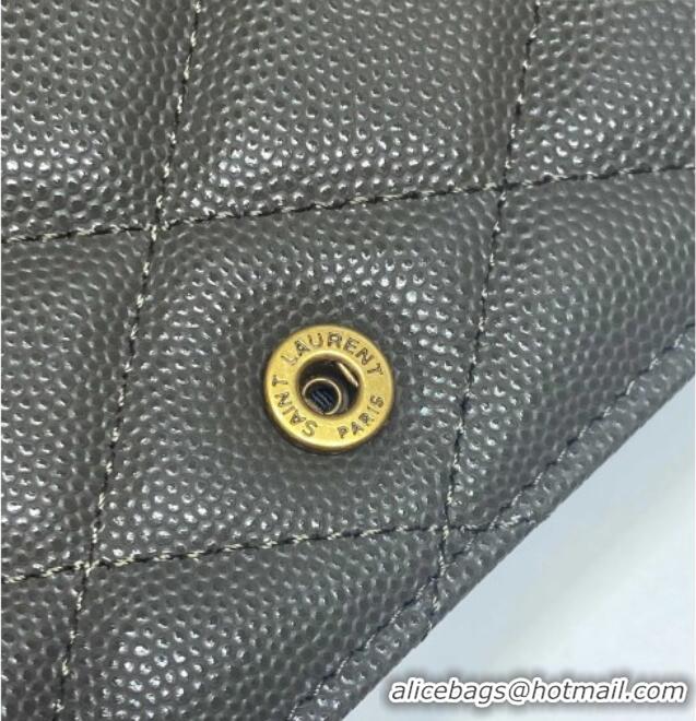 Promotional Saint Laurent PARIS Chain Wallet in Grain De Poudre Leather 871149 Green 2026