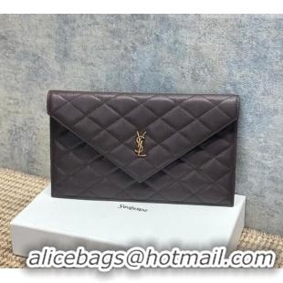 Good Discount Saint Laurent PARIS Pouch in Grain De Poudre Leather 869533 Dark Brown 2026