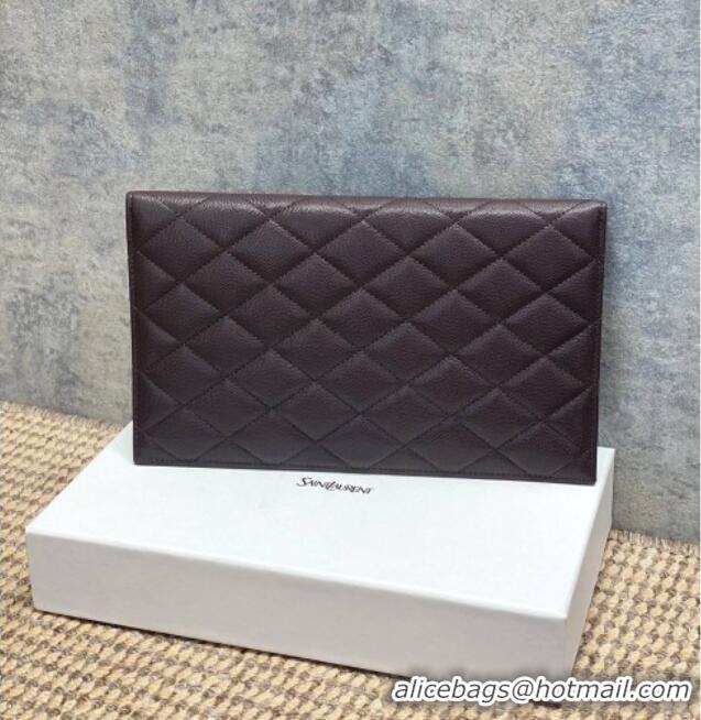 Good Discount Saint Laurent PARIS Pouch in Grain De Poudre Leather 869533 Dark Brown 2026