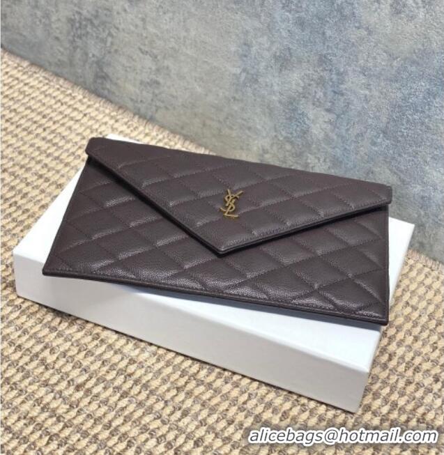 Good Discount Saint Laurent PARIS Pouch in Grain De Poudre Leather 869533 Dark Brown 2026