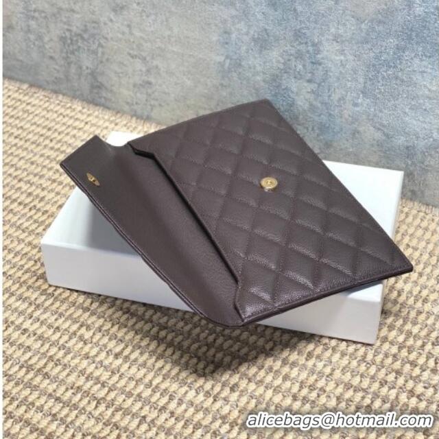 Good Discount Saint Laurent PARIS Pouch in Grain De Poudre Leather 869533 Dark Brown 2026