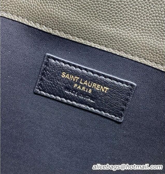 Cheapest Saint Laurent PARIS Pouch in Grain De Poudre Leather 869533 Green 2026