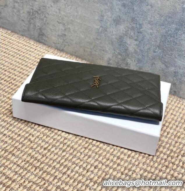 Cheapest Saint Laurent PARIS Pouch in Grain De Poudre Leather 869533 Green 2026