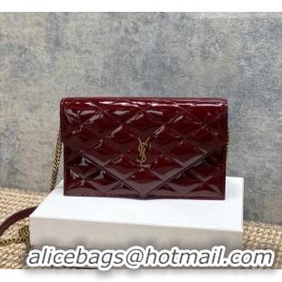 Top Grade Saint Laurent PARIS Chain Wallet in Patent Leather 871149 Burgundy 2026