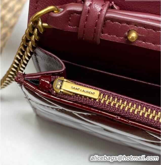 Top Grade Saint Laurent PARIS Chain Wallet in Patent Leather 871149 Burgundy 2026