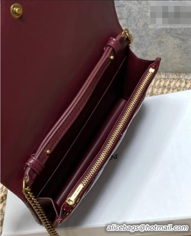 Top Grade Saint Laurent PARIS Chain Wallet in Patent Leather 871149 Burgundy 2026