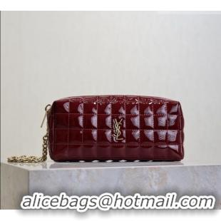 Top Grade Saint Laurent CASSANDRE MATELASSÉ CARRÉ Pouch on chain in Patent Leather 779649 Burgundy 2026