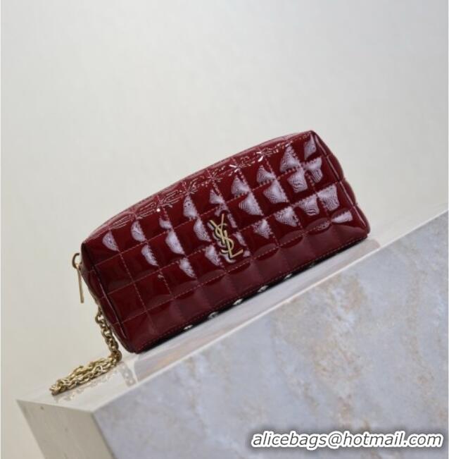 Top Grade Saint Laurent CASSANDRE MATELASSÉ CARRÉ Pouch on chain in Patent Leather 779649 Burgundy 2026