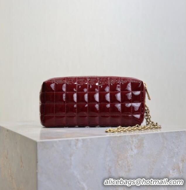 Top Grade Saint Laurent CASSANDRE MATELASSÉ CARRÉ Pouch on chain in Patent Leather 779649 Burgundy 2026