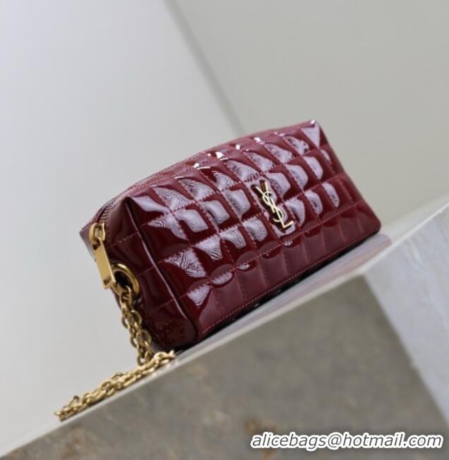 Top Grade Saint Laurent CASSANDRE MATELASSÉ CARRÉ Pouch on chain in Patent Leather 779649 Burgundy 2026