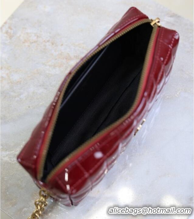 Top Grade Saint Laurent CASSANDRE MATELASSÉ CARRÉ Pouch on chain in Patent Leather 779649 Burgundy 2026