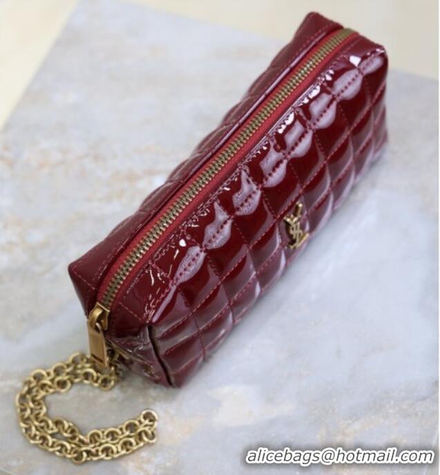 Top Grade Saint Laurent CASSANDRE MATELASSÉ CARRÉ Pouch on chain in Patent Leather 779649 Burgundy 2026