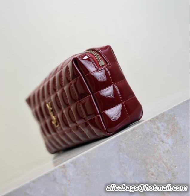 Top Grade Saint Laurent CASSANDRE MATELASSÉ CARRÉ Pouch on chain in Patent Leather 779649 Burgundy 2026
