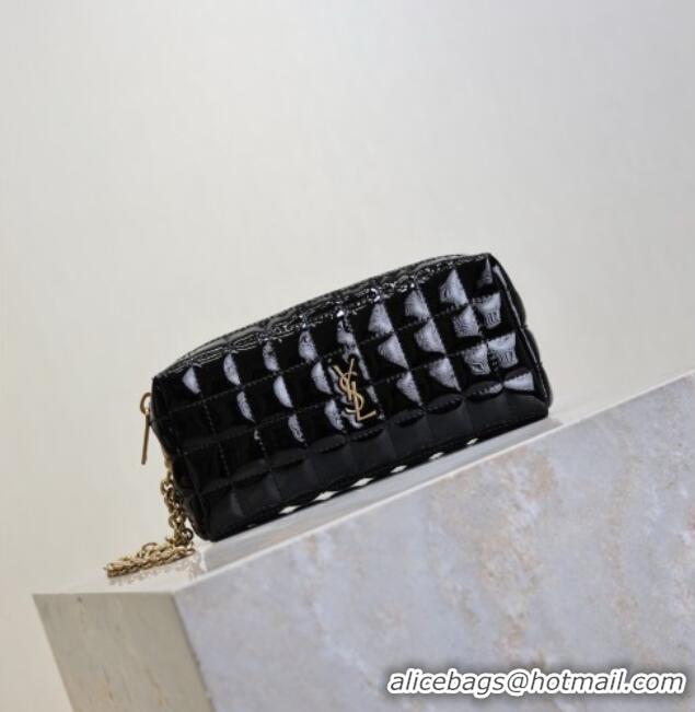 Best Grade Saint Laurent CASSANDRE MATELASSÉ CARRÉ Pouch on chain in Patent Leather 779649 Black 2026