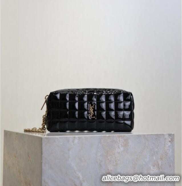 Best Grade Saint Laurent CASSANDRE MATELASSÉ CARRÉ Pouch on chain in Patent Leather 779649 Black 2026