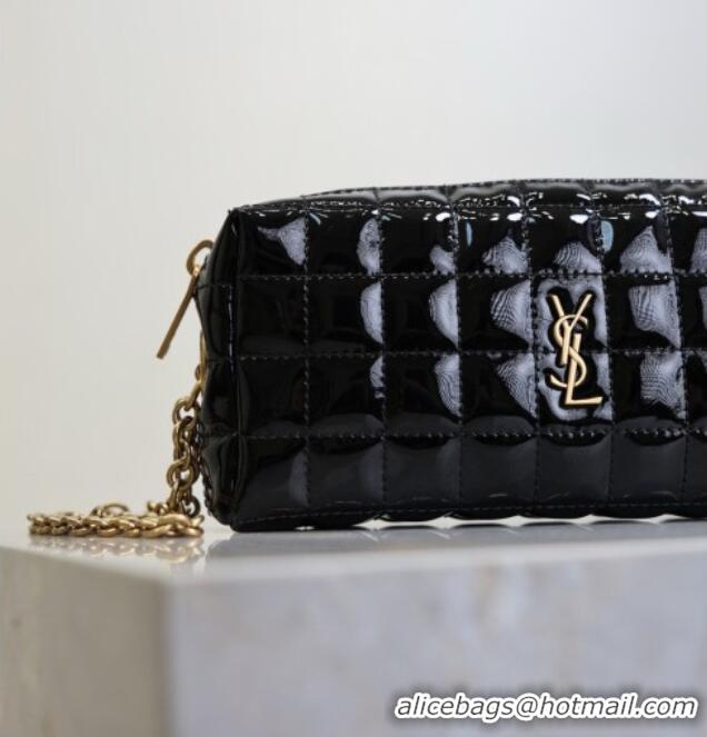 Best Grade Saint Laurent CASSANDRE MATELASSÉ CARRÉ Pouch on chain in Patent Leather 779649 Black 2026
