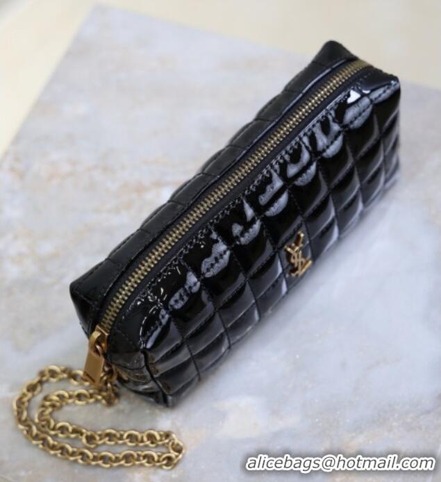 Best Grade Saint Laurent CASSANDRE MATELASSÉ CARRÉ Pouch on chain in Patent Leather 779649 Black 2026