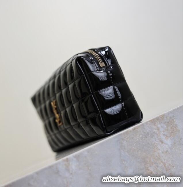 Best Grade Saint Laurent CASSANDRE MATELASSÉ CARRÉ Pouch on chain in Patent Leather 779649 Black 2026