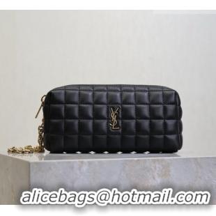 Inexpensive Saint Laurent CASSANDRE MATELASSÉ CARRÉ Pouch on chain in Lambskin 779649 Black 2026
