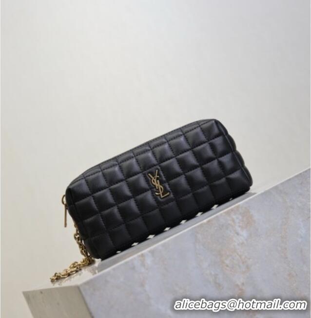 Inexpensive Saint Laurent CASSANDRE MATELASSÉ CARRÉ Pouch on chain in Lambskin 779649 Black 2026