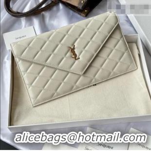 Good Quality Saint Laurent Uptown Pouch in Quilted Lambskin 565739 White 2026