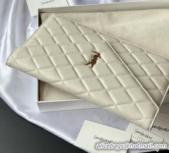 Good Quality Saint Laurent Uptown Pouch in Quilted Lambskin 565739 White 2026