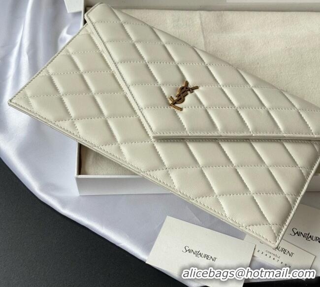 Good Quality Saint Laurent Uptown Pouch in Quilted Lambskin 565739 White 2026