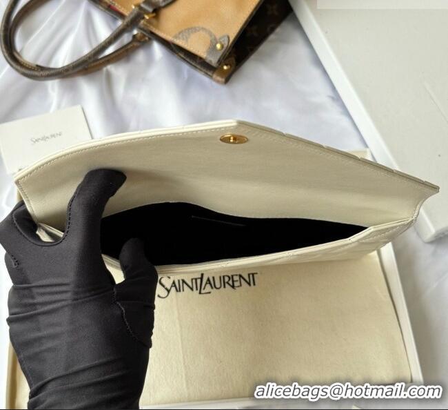 Good Quality Saint Laurent Uptown Pouch in Quilted Lambskin 565739 White 2026