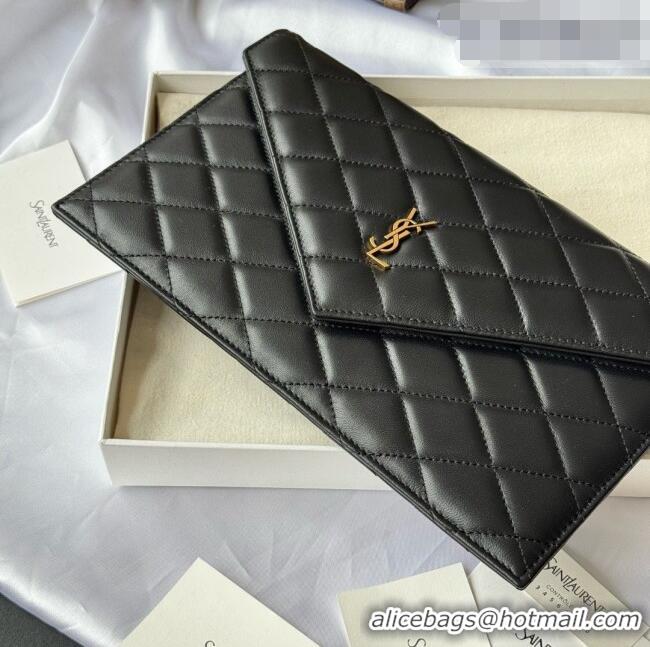 Good Looking Saint Laurent Uptown Pouch in Quilted Lambskin 565739 Black 2026