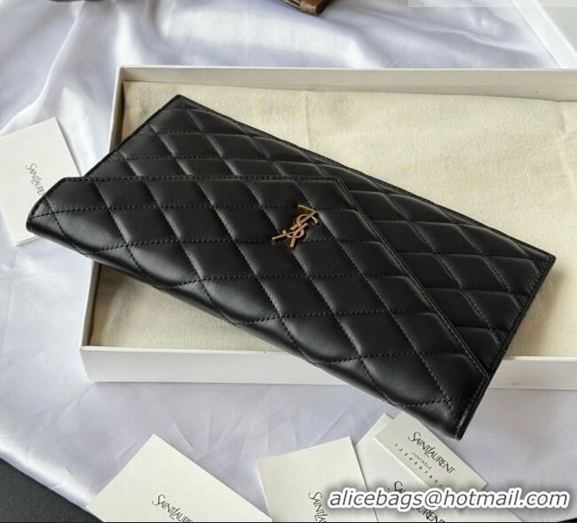 Good Looking Saint Laurent Uptown Pouch in Quilted Lambskin 565739 Black 2026