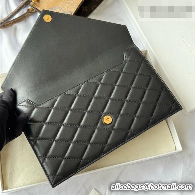 Good Looking Saint Laurent Uptown Pouch in Quilted Lambskin 565739 Black 2026