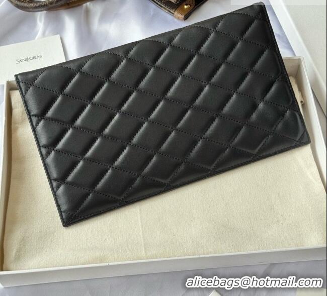 Good Looking Saint Laurent Uptown Pouch in Quilted Lambskin 565739 Black 2026